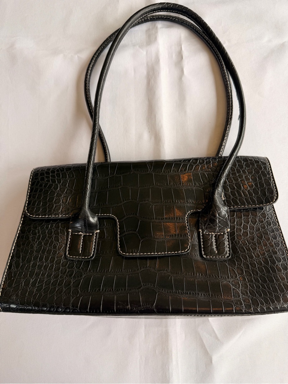 Vintage Tommy Hilfiger Black Croc-Embossed Beautiful Purse